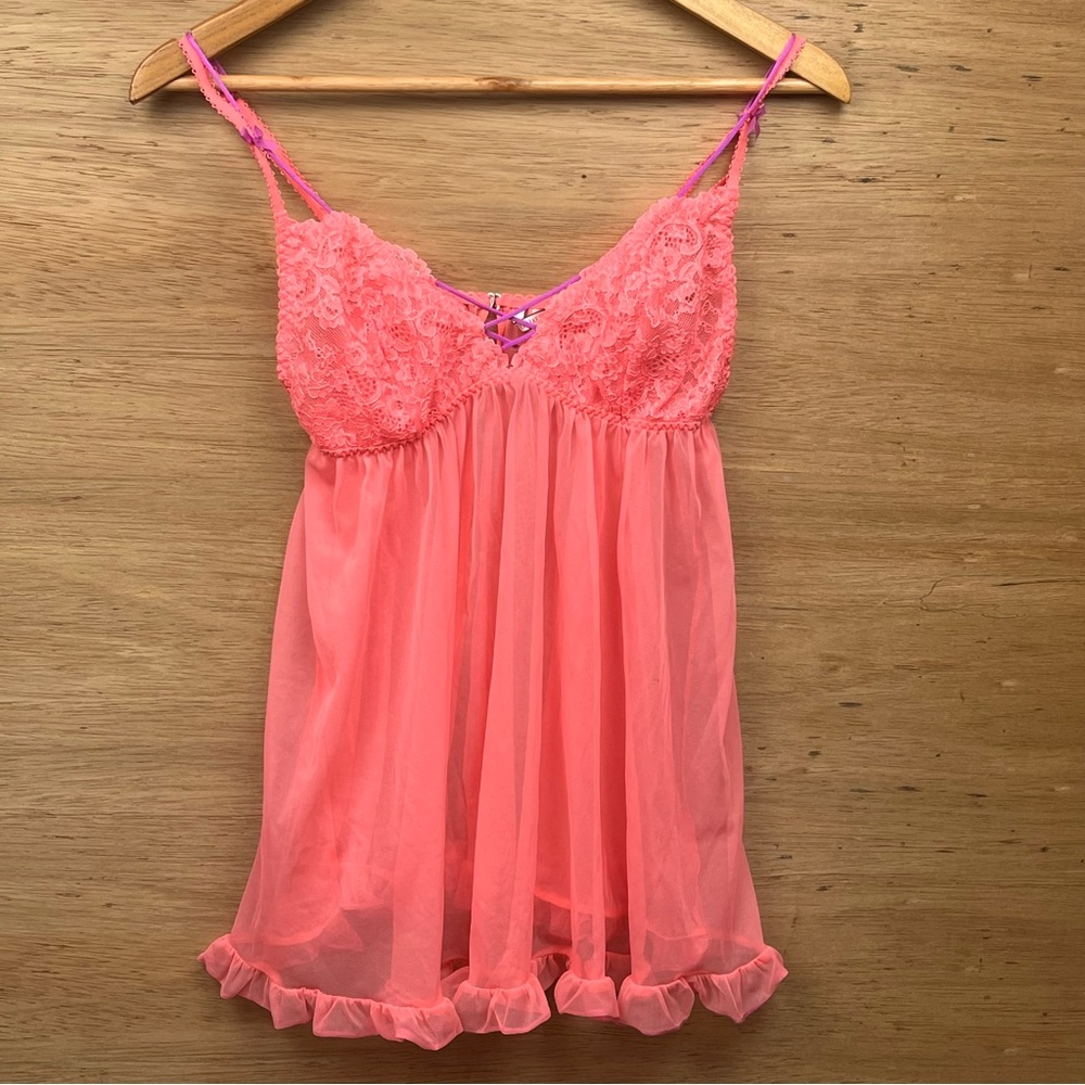 Victoria’s Secret baby doll color neon‎ size medium used - Picture 2 of 9